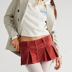 Free People Pleated Micro Mini Cord Skort in Roasted Russet Size 0 Low Rise Y2K